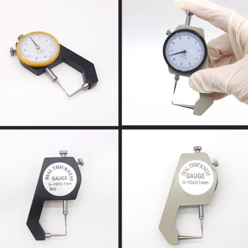 

2Pcs 0-10mm 0.1mm Resolution Dial Thickness Gauge Tube Curved Tip Handheld Thickness Meter Tester Dental Technician Caliper