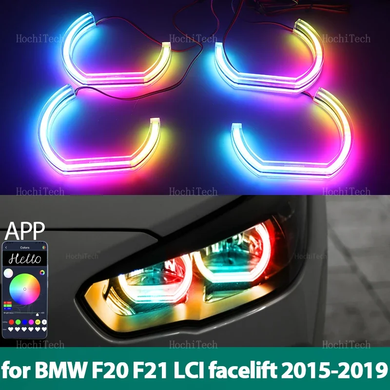 For BMW 1 series F20 F21 facelift 2015-2019 RGB multi colors Light Rings APP control Turn signal flashing DRL LED Angel Eyes Kit