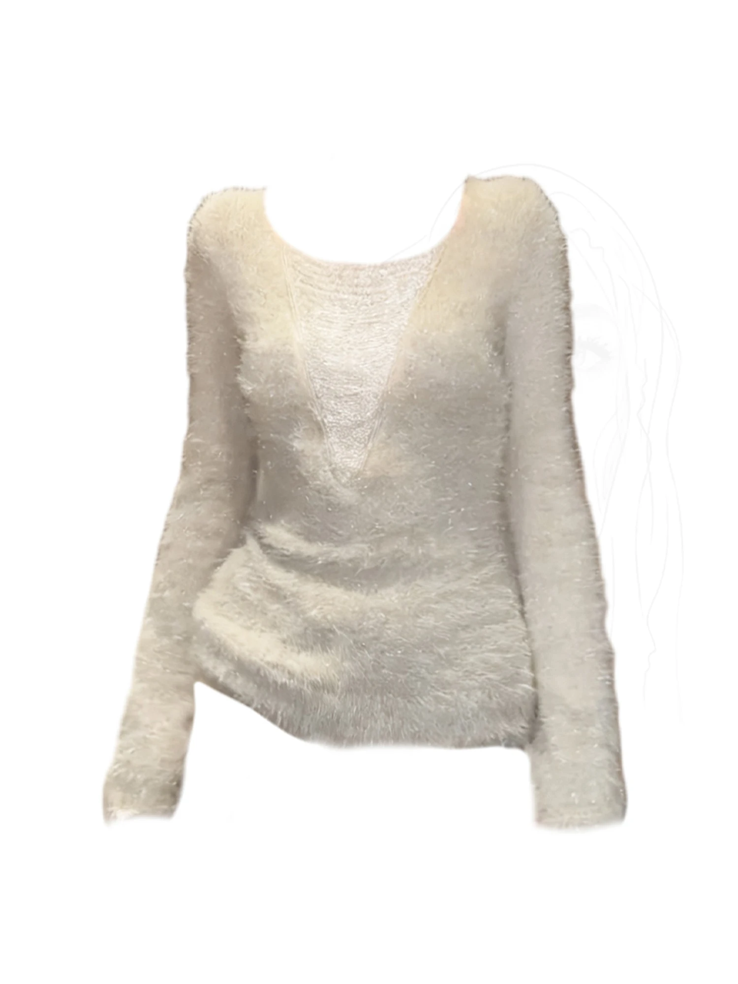 

Женский абрикосовый пуловер из мохера с круглым вырезом, винтажный джемпер в корейском стиле, вязаный норковый кашемировый свитер с длинными рукавами, одежда 2000-х годов