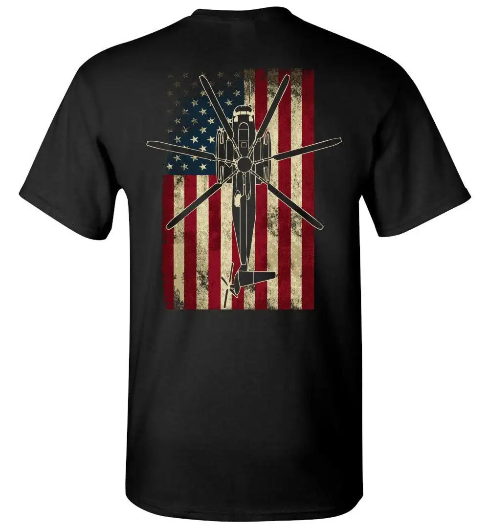 Vintage American Flag CH-53E Super Stallion Transport Helicopter T-shirt. Cotton Short Sleeve O-Neck Mens T Shirt New S-3XL