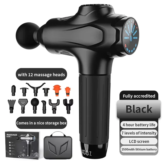 

12 Interchangeable Massage Heads Multipurpose Handheld Fascia Gun with Wireless Charging for Body Application