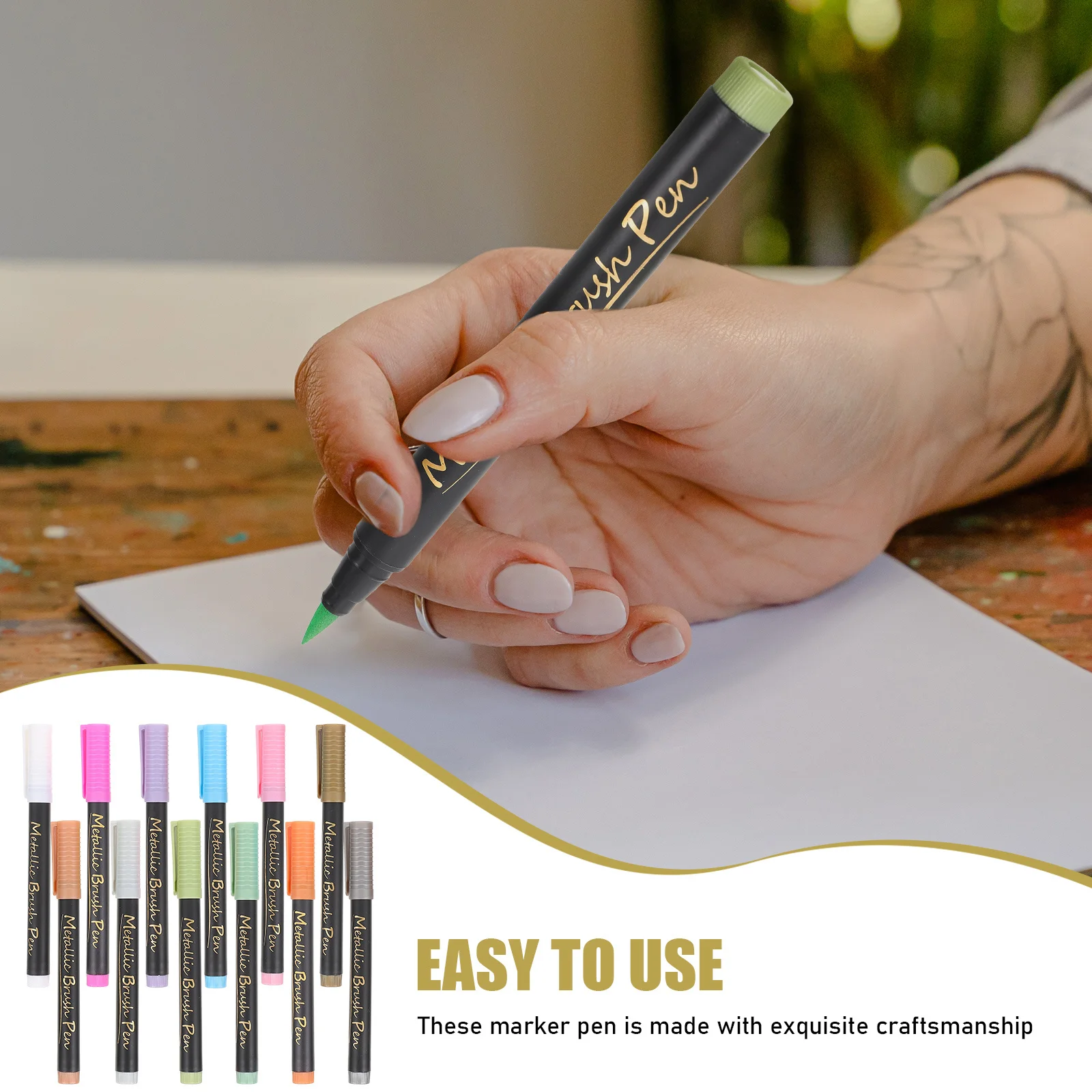 

12 Pcs Soft-head Marker Markers Pens Metallic Color Signing Multipurpose Painting Pp