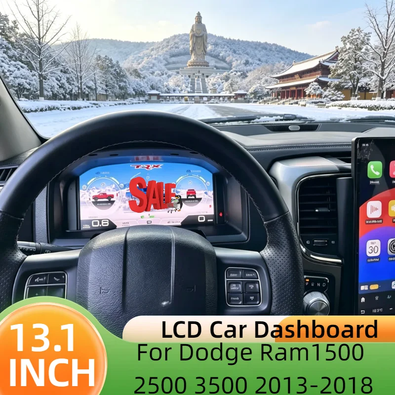 13.1''LCD Car Dashboard Meter Digital Instrument Cluster For Dodge Ram 1500 2500 3500 2013 2014-2018Cockpit Speedometer Odometer