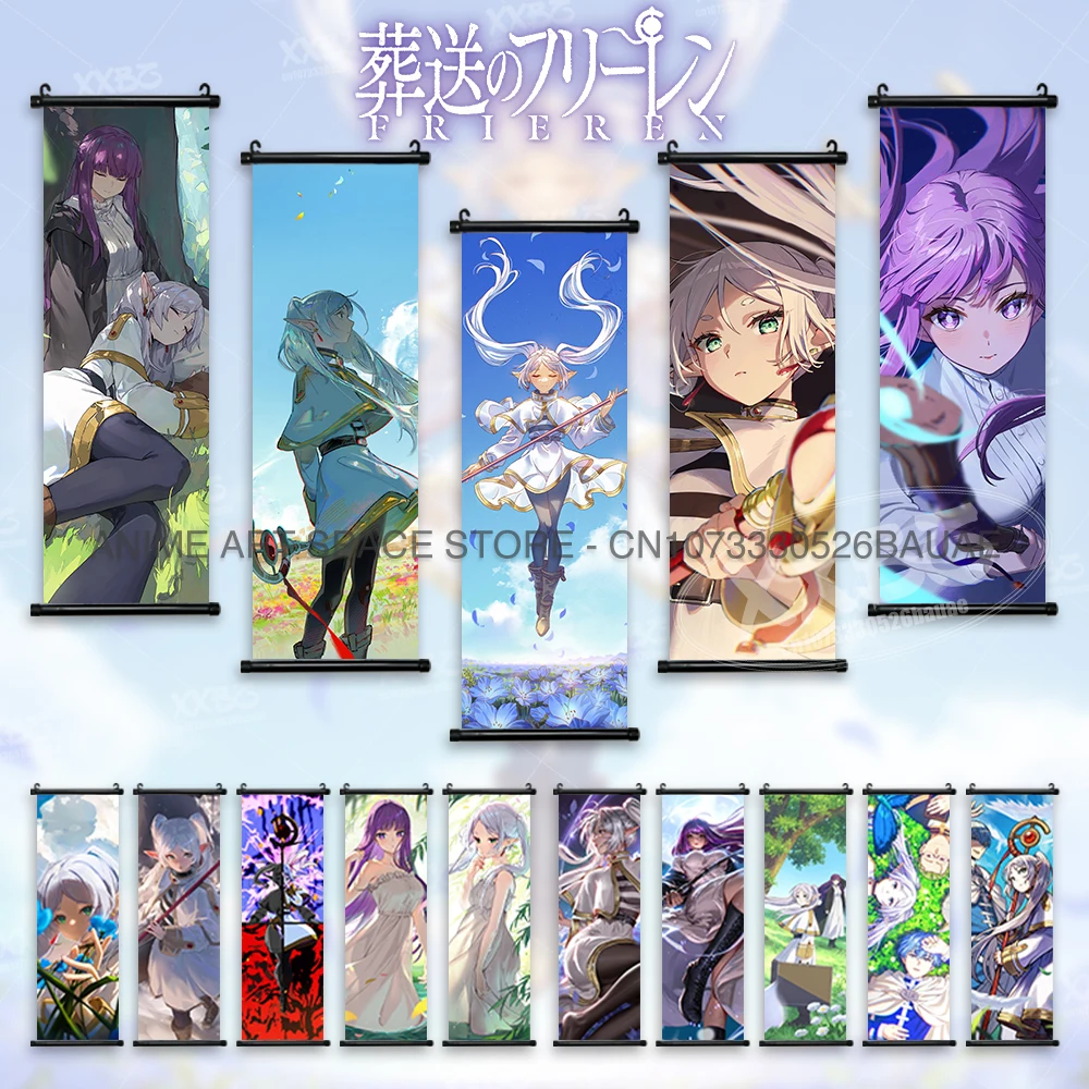 Frieren Hanging Painting Serie Wall Art Eisen Scrolls Pictures Heiter Home Decoration Himmel Wallpaper Sein Anime Posters Stark