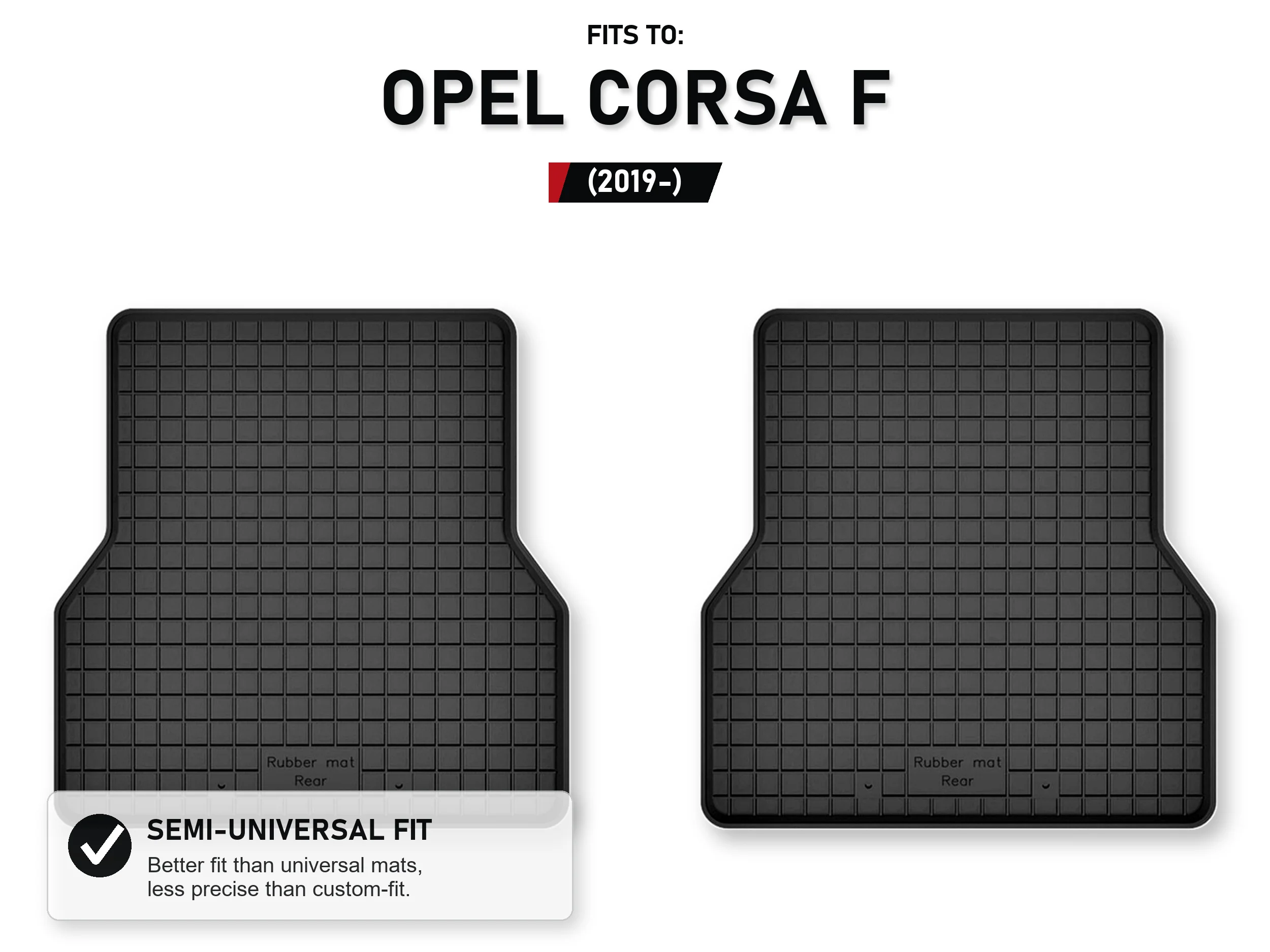 Achtermatten rubberen bakje voor: Opel Corsa F 2019-, 2 stuks