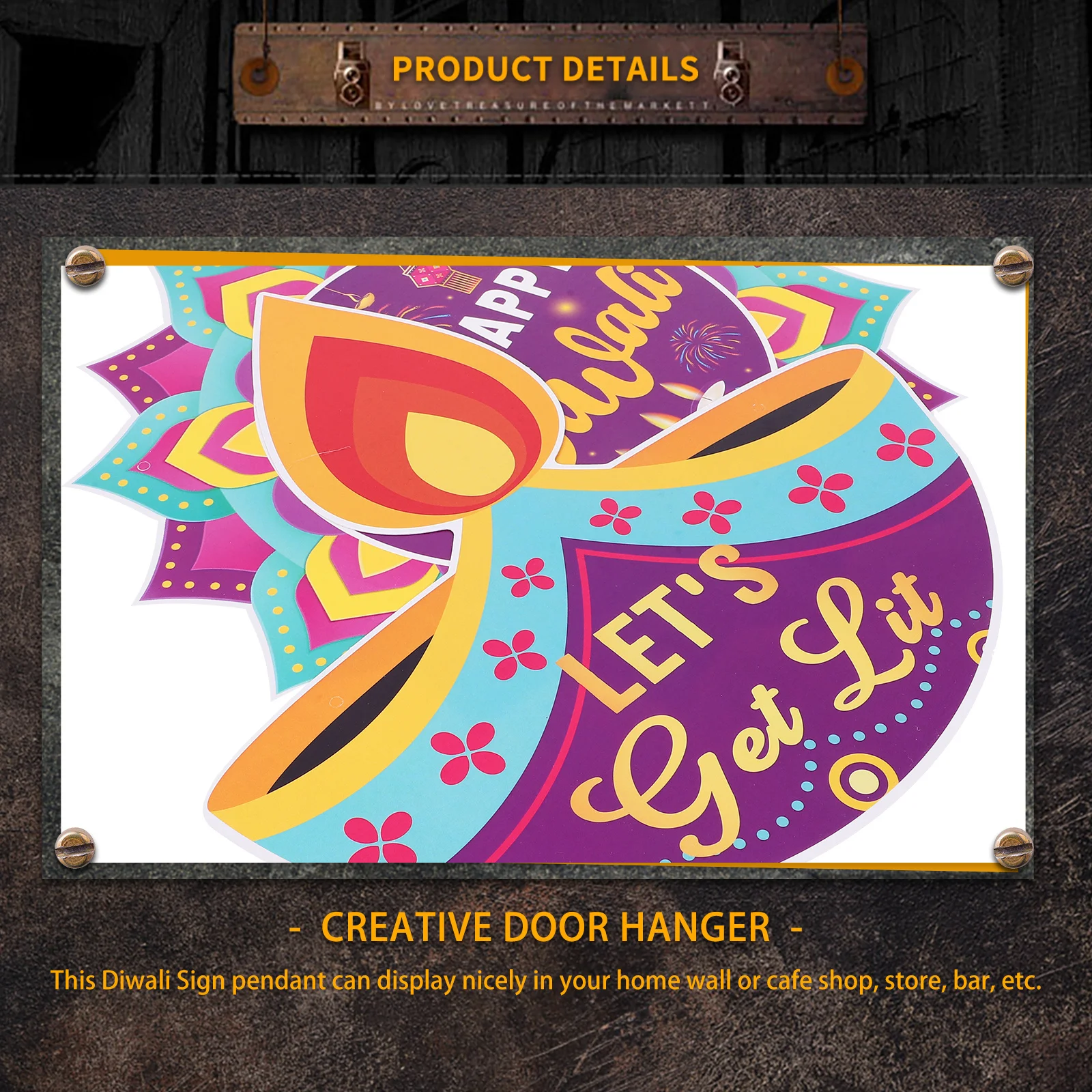 

10Pcs Diwali Hanging Door Signs Paper Ornaments Decorative Festival Pendants for Front Door Wall Indoor Indian Holiday Decor