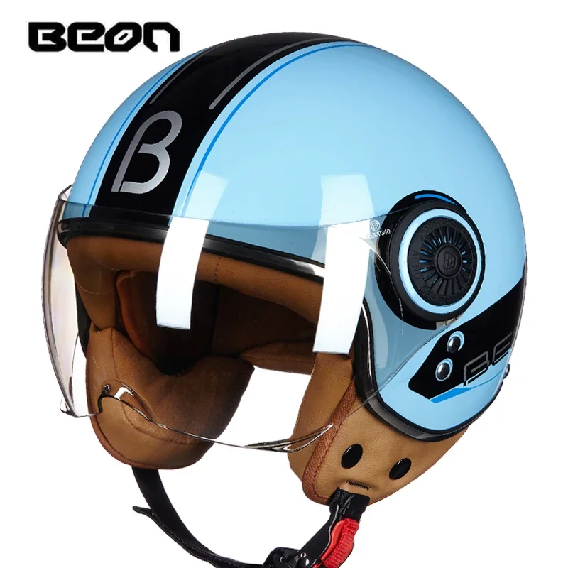 NONE Motorrad Helm 3/4 Open Face Vintage Casco Moto Männer Retro Moto Helm Sommer Roller Motorrad Reiten Helm Casque Moto 110B 3
