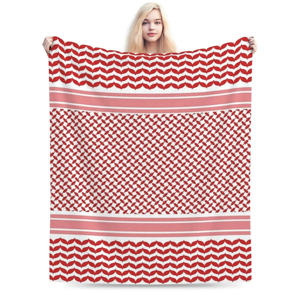 Jordanian Shemagh Design Blankets Soft Warm Flannel Throw Blanket Bedding for Bed Living room Picnic Travel Home Couch