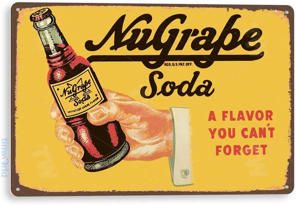 Tinworld Tin Sign Nugrape Soda Rustic Retro Cola Store Metal Decor Kitchen Cottage Farm Cave A964
