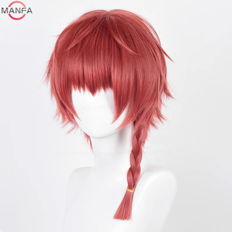 Kurona Ranze Cosplay Wig Anime Unisex Long 38cm Red Single Twist Braid Wig Heat Resistant Synthetic Cosplay Anime Wigs + Wig Cap image 5