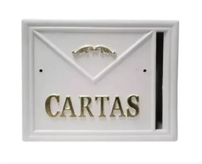 N27 White PVC Mail Box With Gold