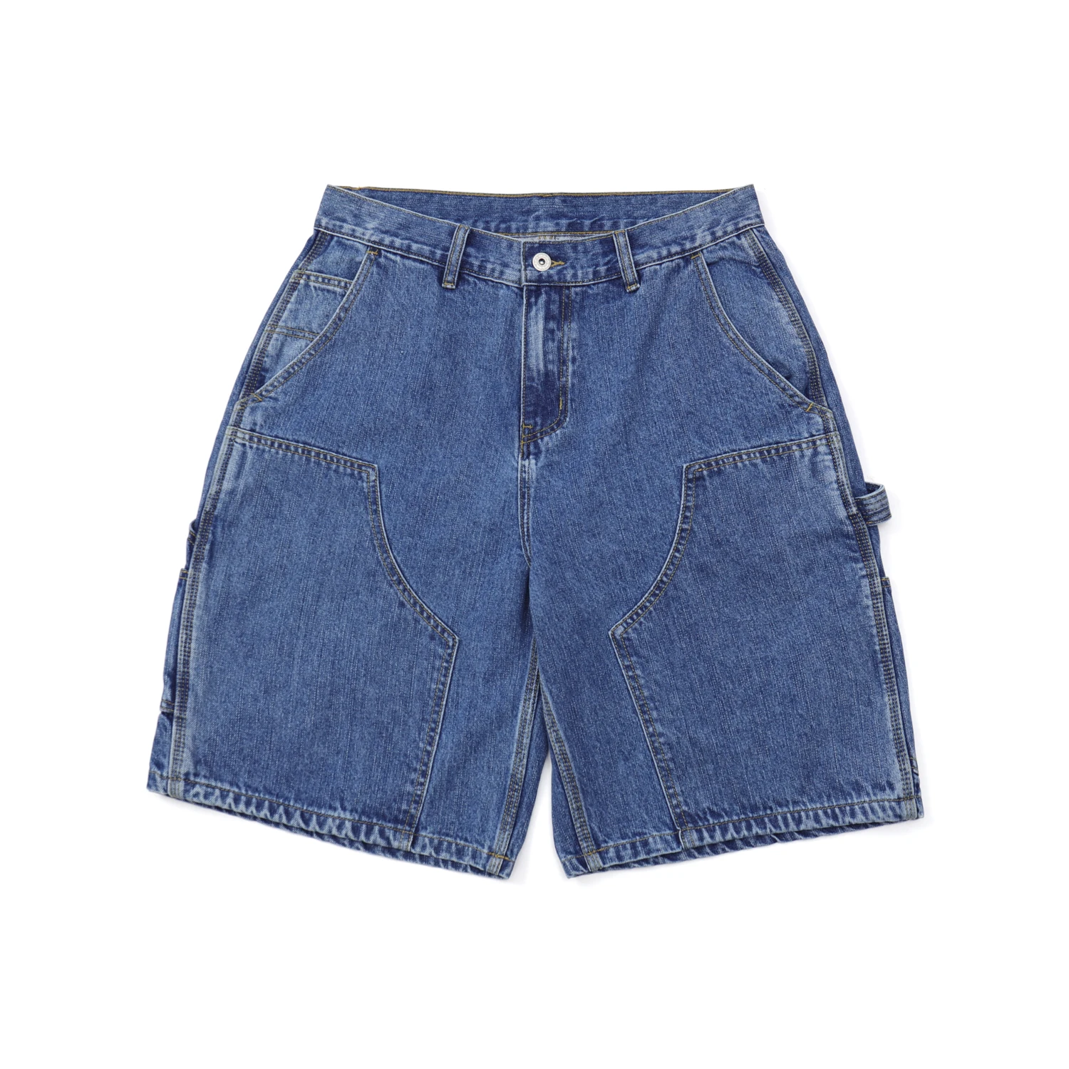 12oz Summer Japanese Workwear Style | 26SS B01 Washed Slub Cotton Cargo Six-Tenths Length Denim Shorts (Unisex) Jeans for Men