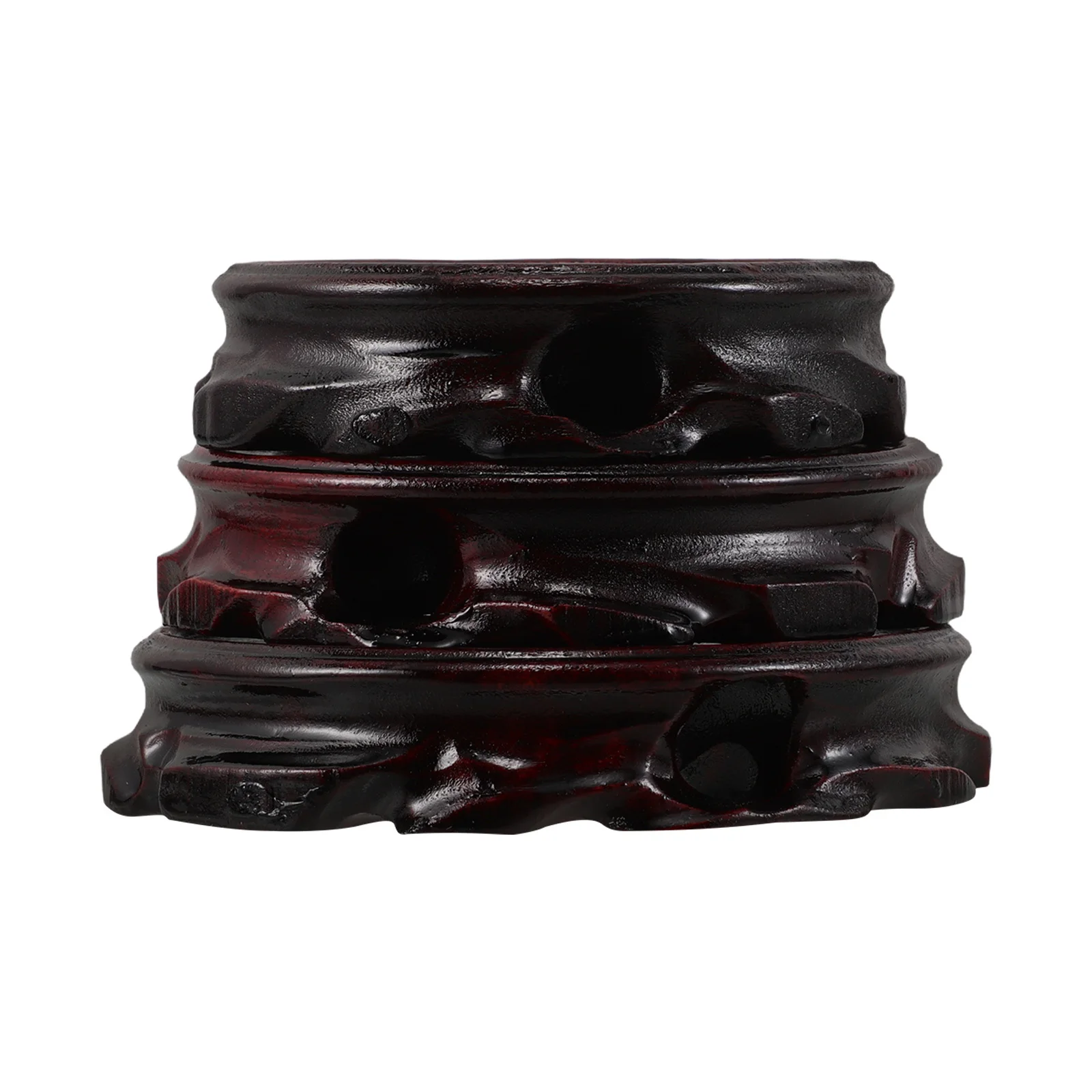 

3Pcs Wood Pedestal Stand Solid Wood Handcarved Display Base for Vases Teapots Bonsai Flowerpot Home Office Decor