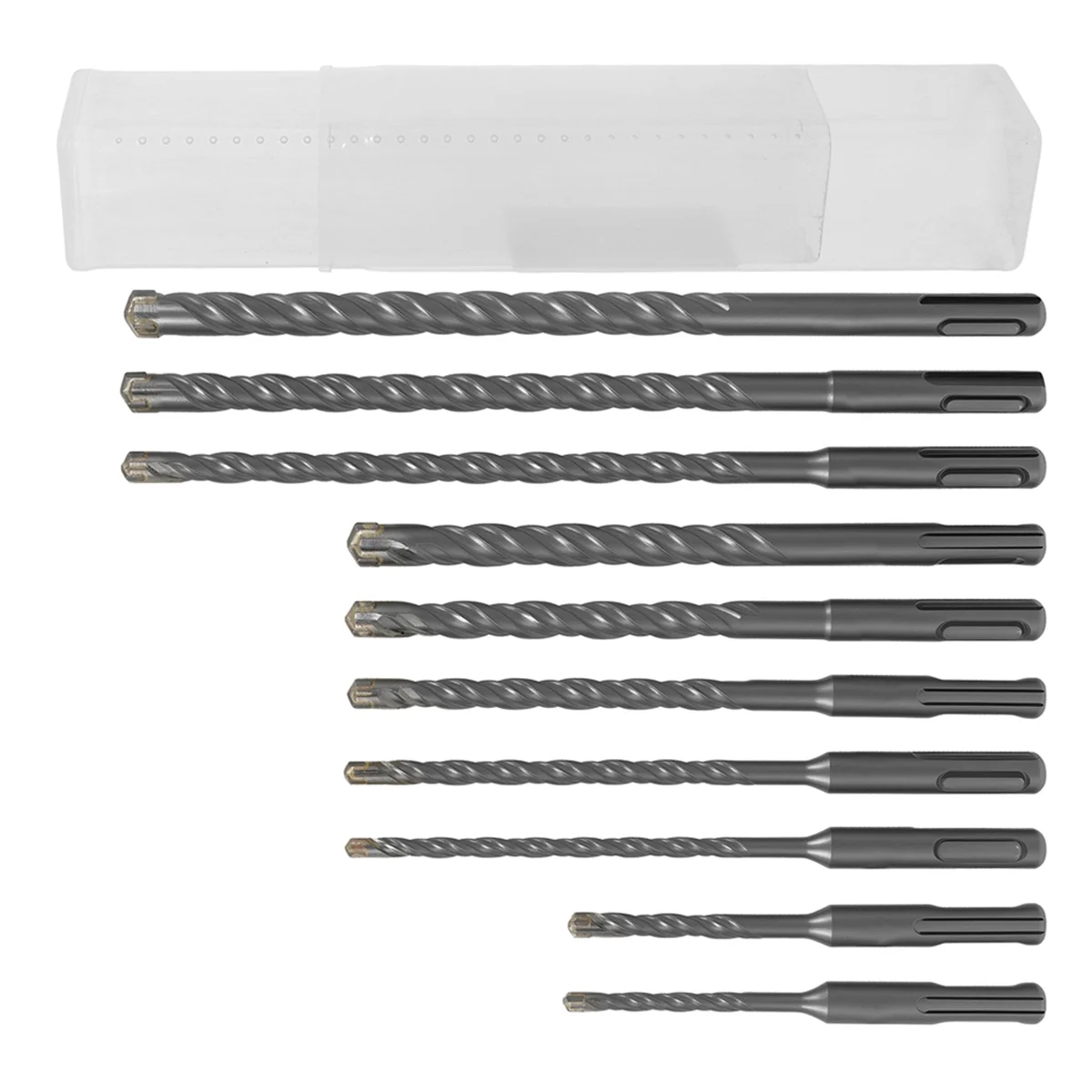 

SSR 10Pcs SDS Plus Hammer Impact Drill Bit Set 5mm to 12mm Carbide Rotary Hammer Drill Bits Easy to Use for Stone Concrete