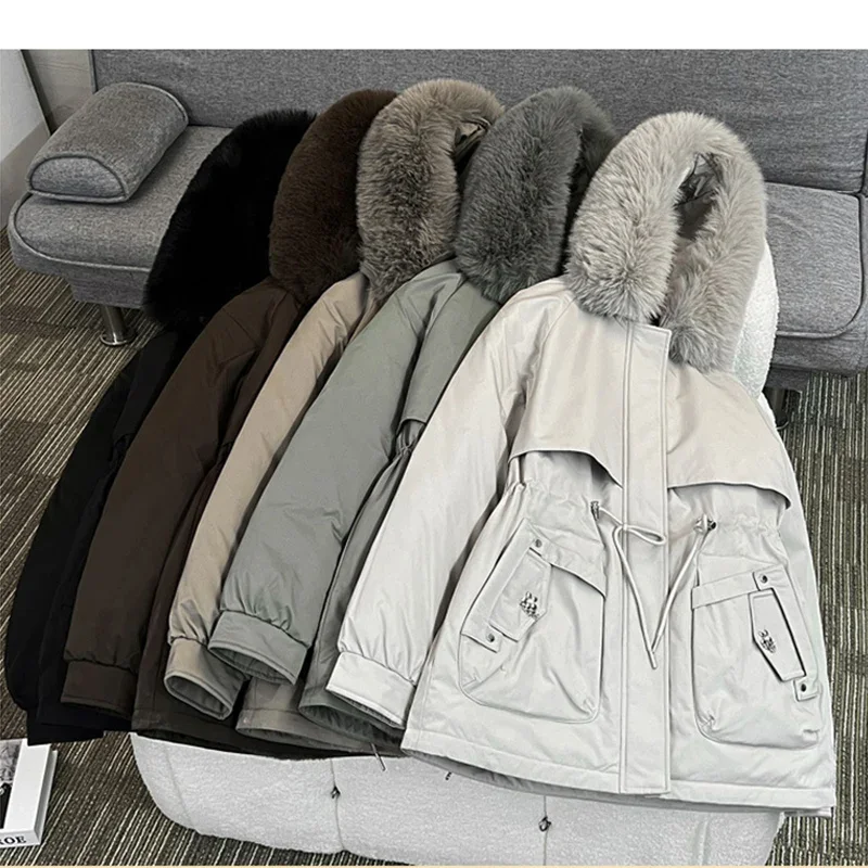 

Зимнее пальто из искусственного меха для женщин, повседневная уличная верхняя одежда, теплые пуховики с подкладкой на шнурке, пуховик с капюшоном на флисовой подкладке
