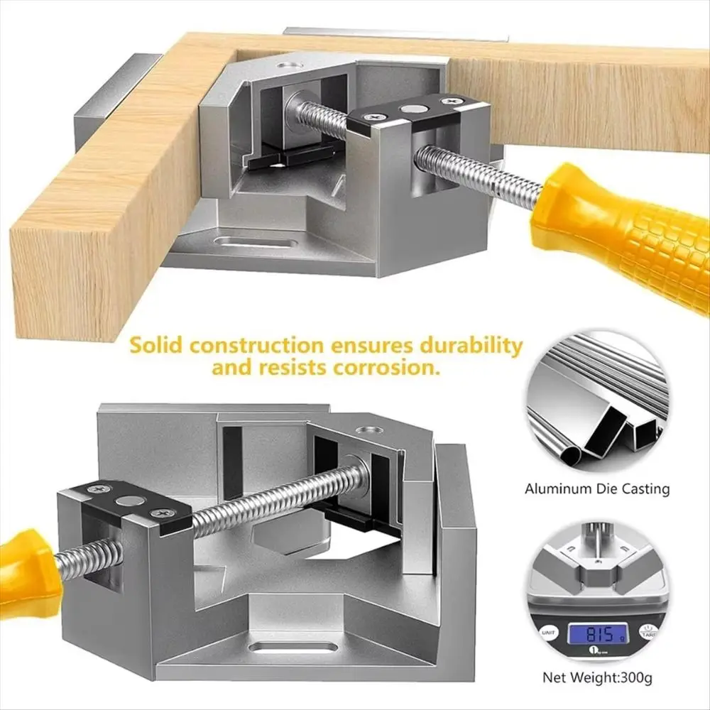 

90° Angle Right Angle Clamp Adjustable Swing Jaws Aluminum Alloy Adjustable Swing Jaws Clamp Gray Sturdy Design