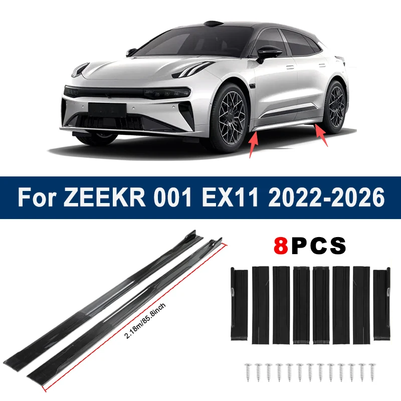 

2.18m Sectional Side Skirt Extension Lips For ZEEKR 001 EX11 2022-2026 - Racing Side Spoiler Car Modified Body Kit Accessories