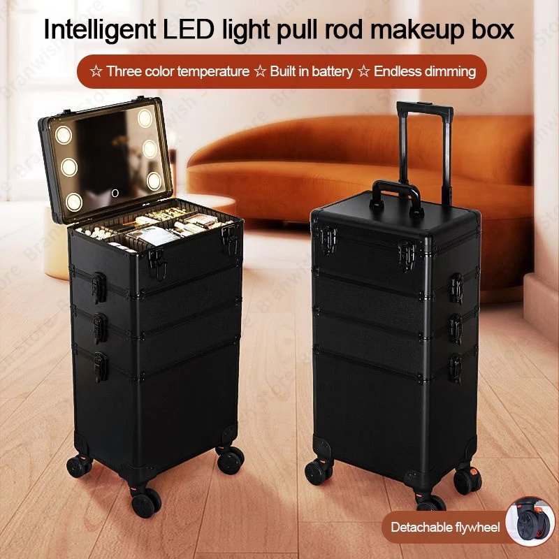 

Профессиональный чехол для макияжа на колесиках, тележка для маникюра, дорожный чехол на колесах, органайзер для хранения макияжа