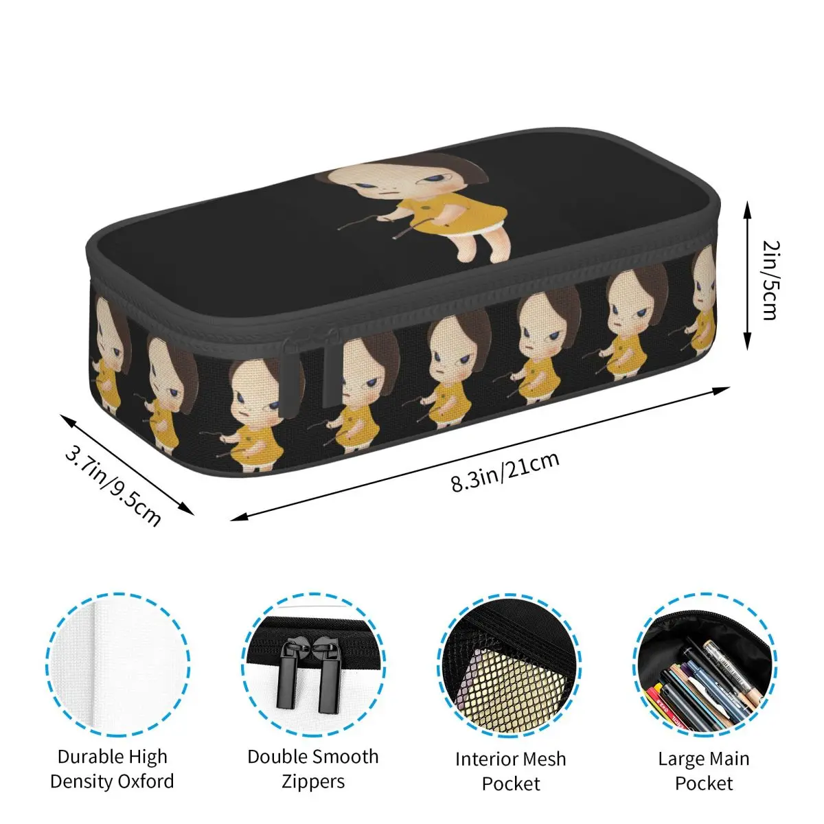 Estuche de lápices Yoshitomo Nara para niños y niñas, caja de bolígrafos, bolsa de lápices, suministros de papelería, bolsa porta bolígrafos