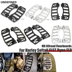MX Front Floorboards Foot Pegs Driver Stretched Footrest for Harley Touring Road King Street Glide FLH Softail FLST Dyna FLD