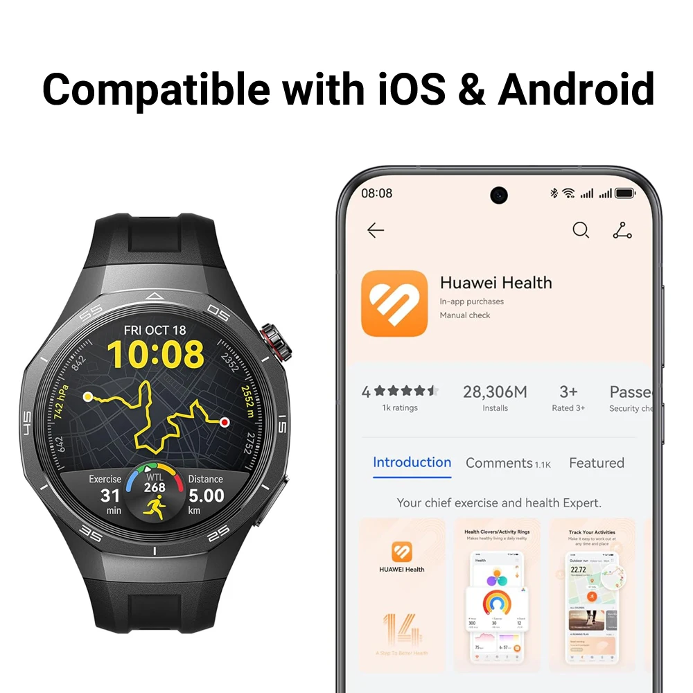 ساعة هواوي HUAWEI Watch GT 5 Pro الذكية، ساعة سيراميك وتيتانيوم GT5 Pro، الإصدار العالمي، متوافقة مع iOS وAndroid