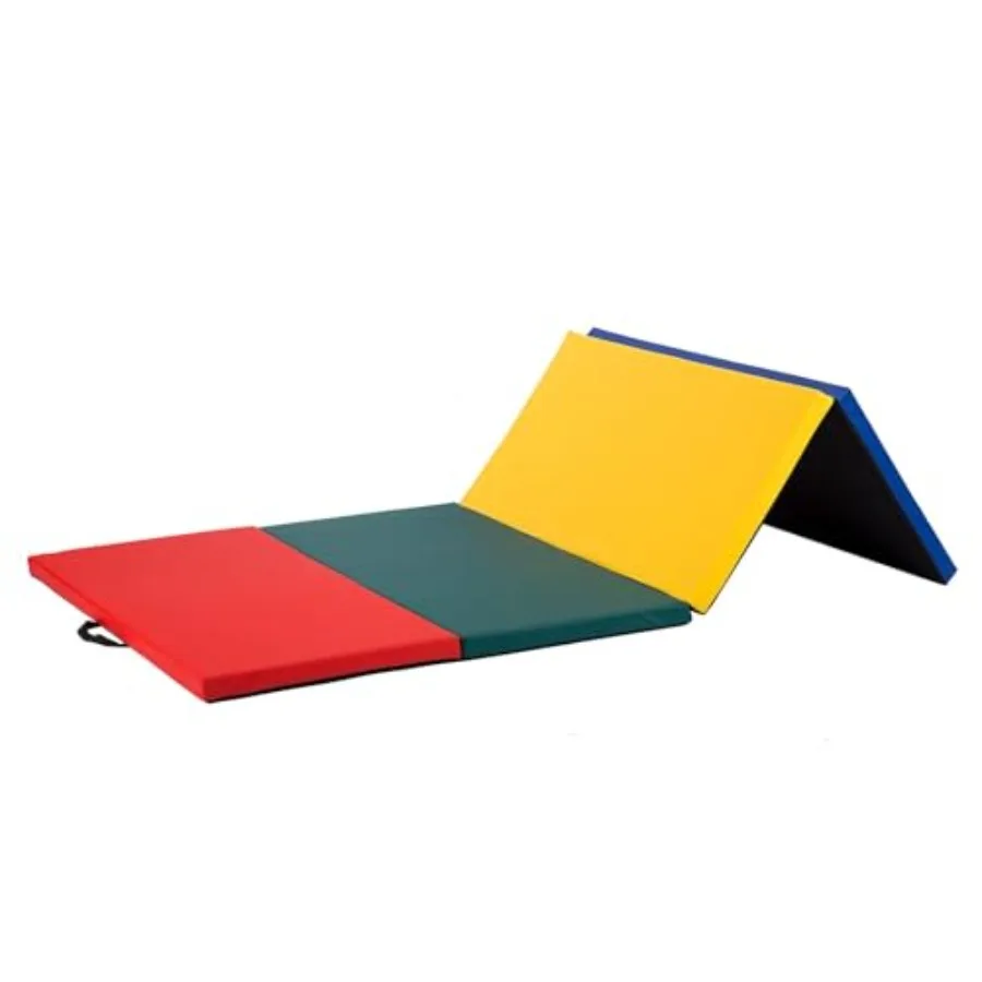 

Exercise Mat for home workout and outdoor yoga pilates PU leather black 1.6-2 thick foldable with carrying handles sizes 2'x6'/