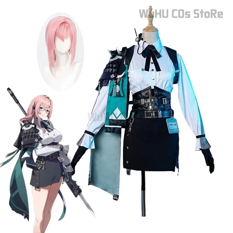 Juego Zenless Zone Zero Cos Cosplay disfraz vestido Tsukishiro Yanagi peluca rosa Eridu fiesta de Halloween mujeres Propsa;6'x,9;y'