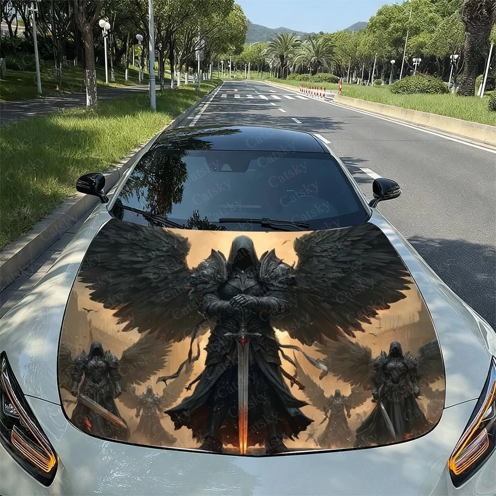 Skeleton Horror Car Hood Sticker PVC Self Waterproof Stick, Striking Auto Exterior Accessories Decor Protect Gift for Car Lover