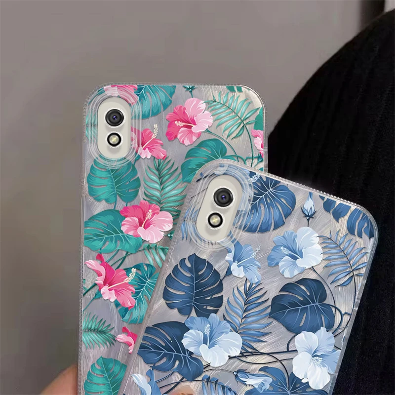 Etui Fashion Leaves Plant Flowers Pattern IMD Case dla Xiaomi Redmi 13 12 11 10 Wstrząsoodporna laserowa przędza z piór Miękki pokrowiec na telefon Funda