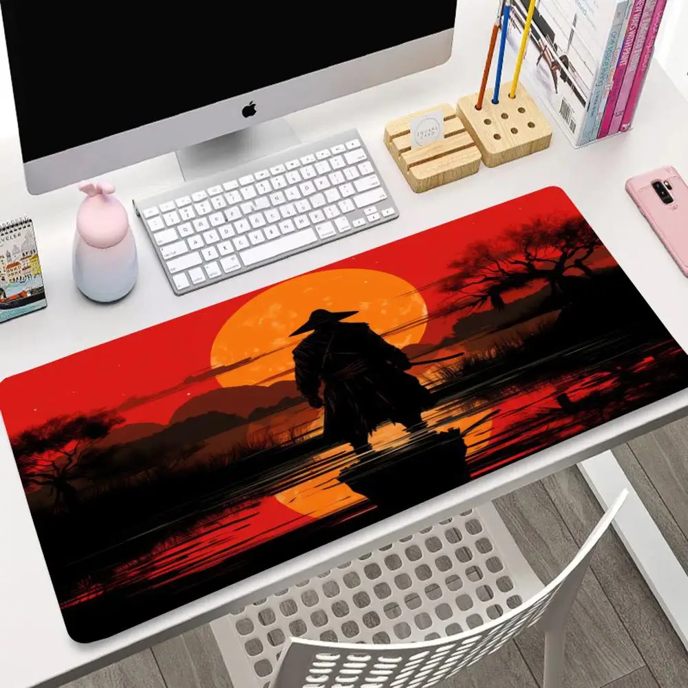 

Super cool samurai sunset view mouse pad, high-quality rubber anti-slip, durable and washable PC mechanical keyboard