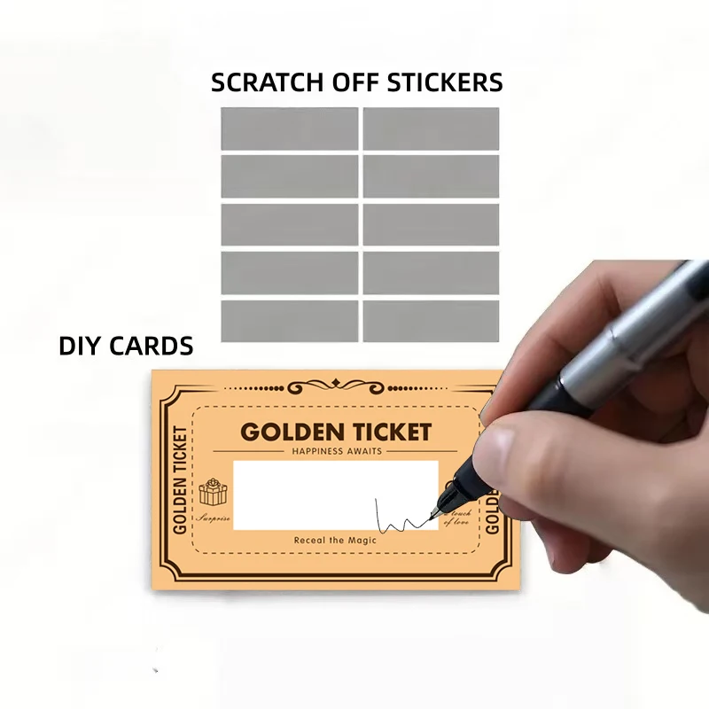 20/30 Sets of Yellow Scratch Cards and Stickers - Wedding Anniversaries, Greeting Cards, Creative DIY Cards - Reveal Your Wish