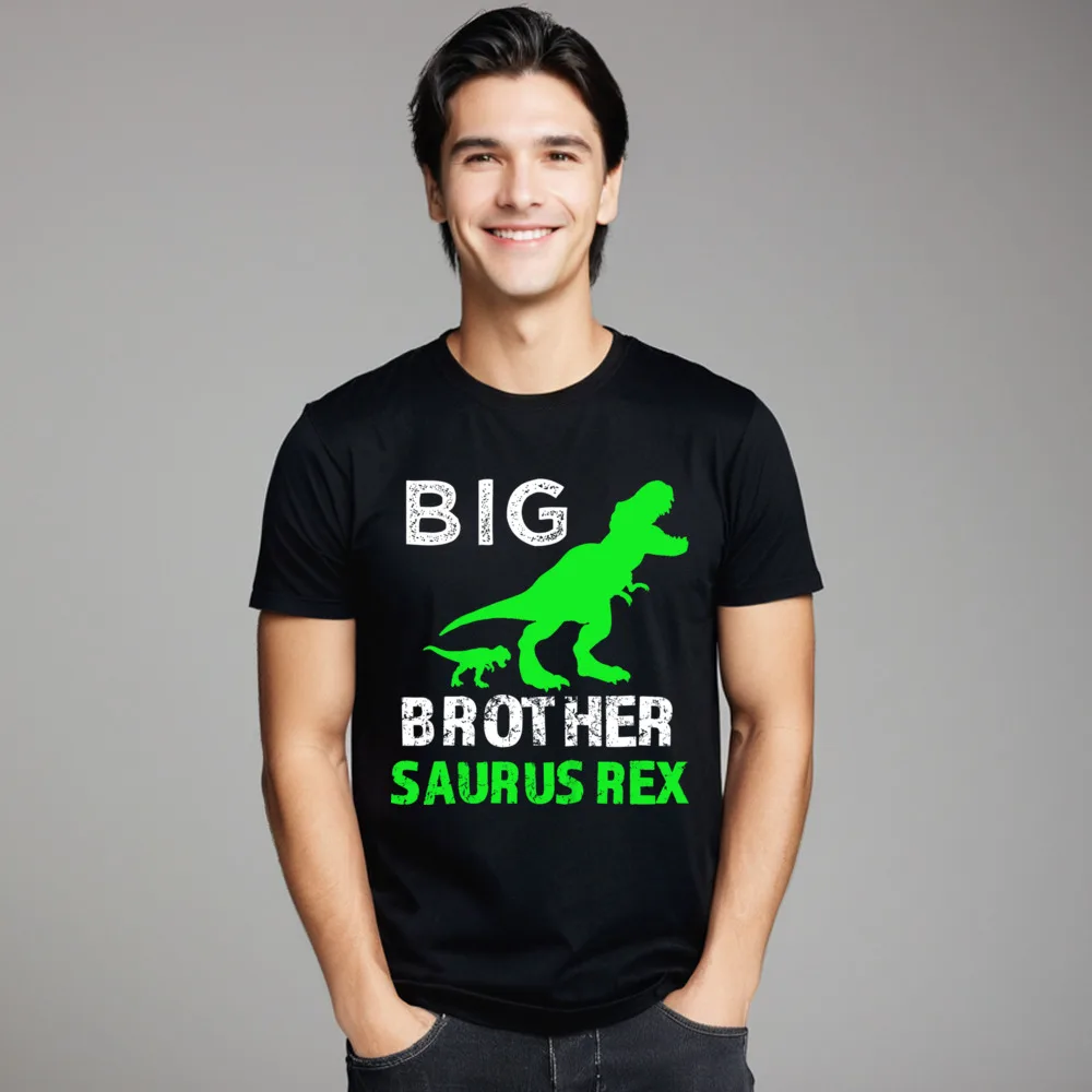 Kids Big Brother Saurus Shirt Pure Cotton Tshirts Grandpa Short Sleeve Party Tees Funky Father Day Crewneck Tee Shirts Design