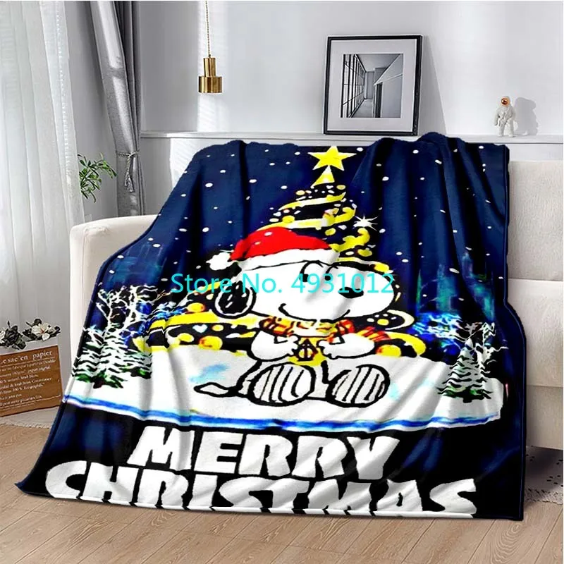 Anime Happy Family Snoopy Friends Nap Blanket 70x100cm 3D Flannel Sherpa Blankets Baby Kids Christmas Gift Throw Sofa Bedroom