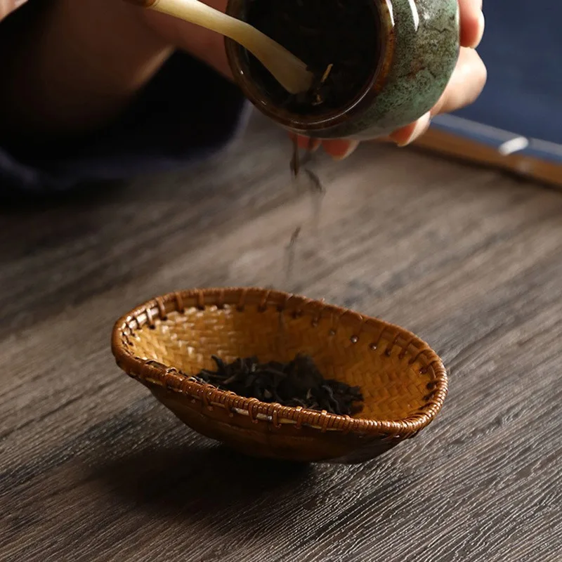 

Large lacquer bamboo woven turtle shell tea tea lotus natural, tea dustpan