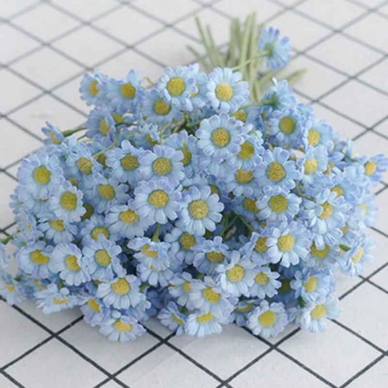 Artificial Daisy Silk White Yellow Blue Simulation Chrysanthemum Fake Flowers Daisy Home Garden Office Decoration