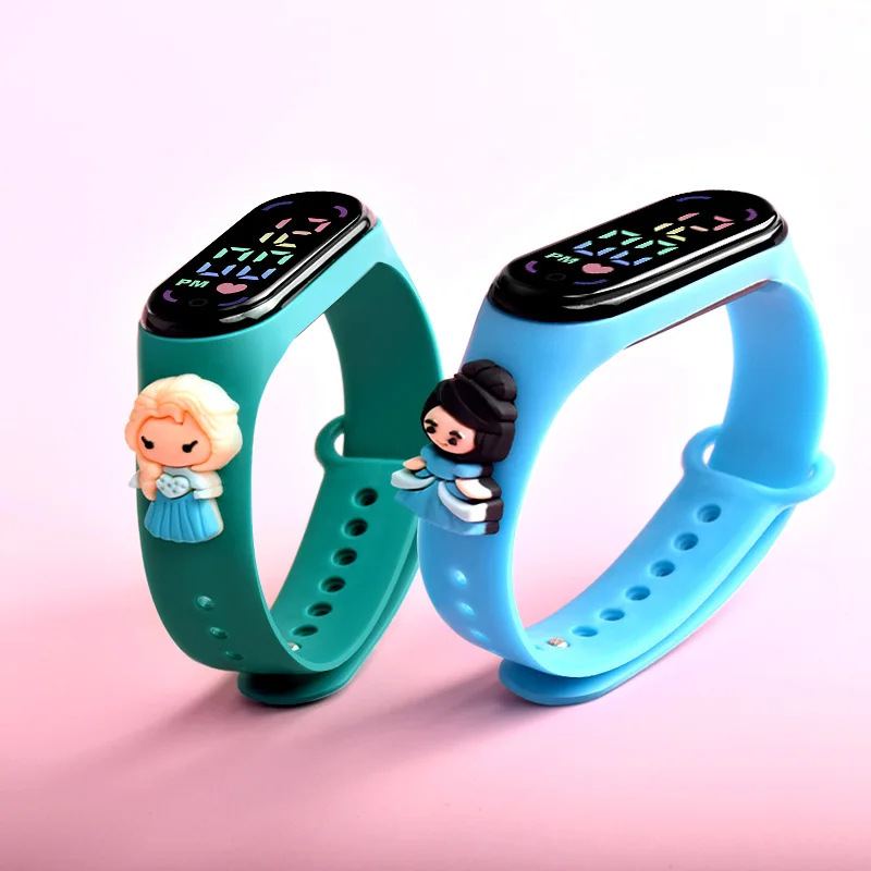 Disney-Impermeável LED Electronic Watch, Frozen, Elsa, Princesa, Desenhos Animados, Personagem de Anime, Branca de Neve, Esportes, Xiaomi,