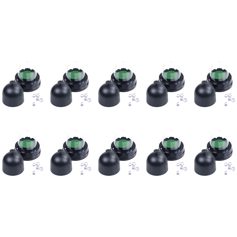 10X Automatic Dice Roller Cup Battery Powered Pub Bar Party Game Play With 5 Dices Black