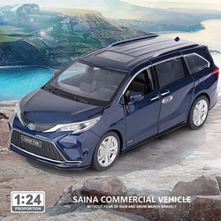 1:24 Toyota Sienna Alloy MPV Car Model Diecast Metal Vehicles modello di auto Sound and Light High Simulation Toy Gift Collection