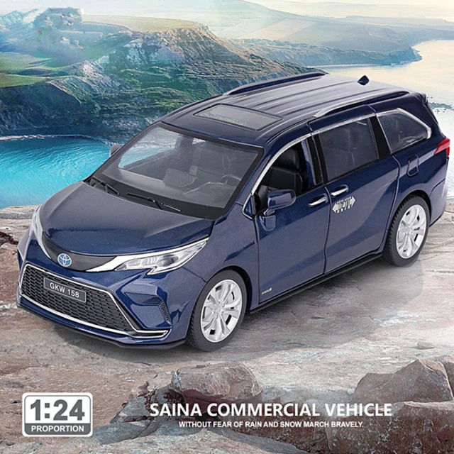 1:24 Toyota Sienna Alloy MPV Car Model Diecast Metal Vehicles Car Model  Sound and Light High Simulation Toy Gift Collection