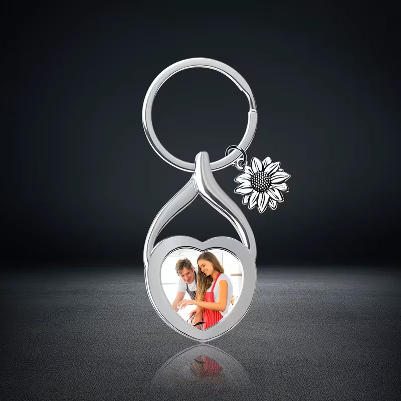 Custom Photo Keychain, Personalised sunflower Custom Photo Keychain, Suitable as a Commemorative Gift for Friends and Family - view 2