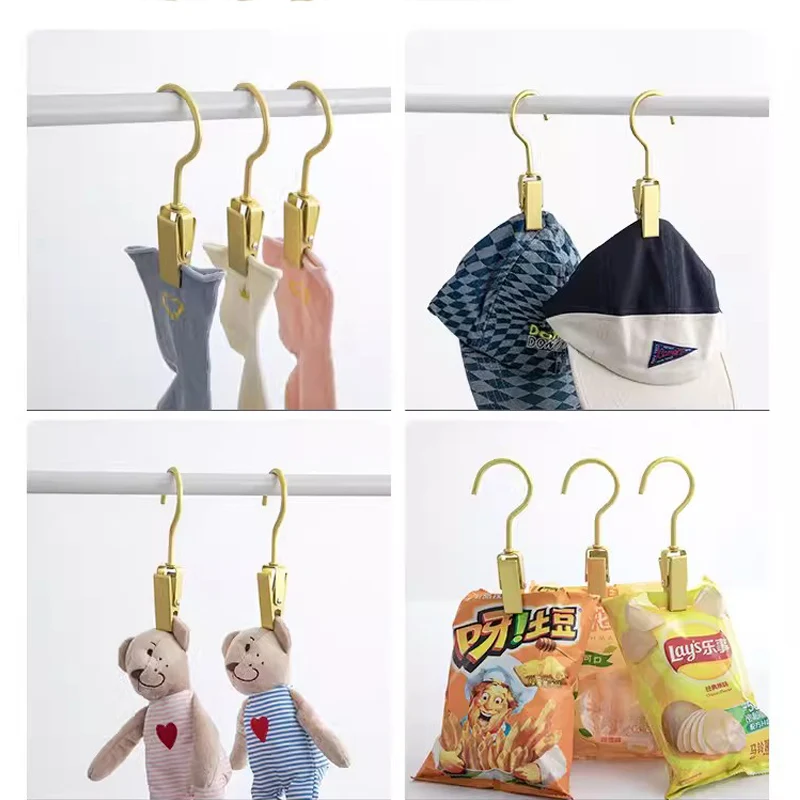 

1pc Metal Hook Clip Clothespins Laundry Clothes Pegs With Hook Portable Clothes Pants Hanging Clip Wardrobe Clothes Organizer