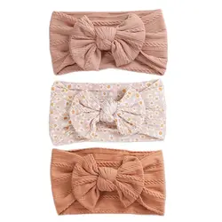 3 teile/los Kabel Stricken Baby Mädchen Stirnband Bandeau Bebe Nylon Stirnbänder für Neugeborene Mädchen Elastische Haar Band Baby Haar Zubehör