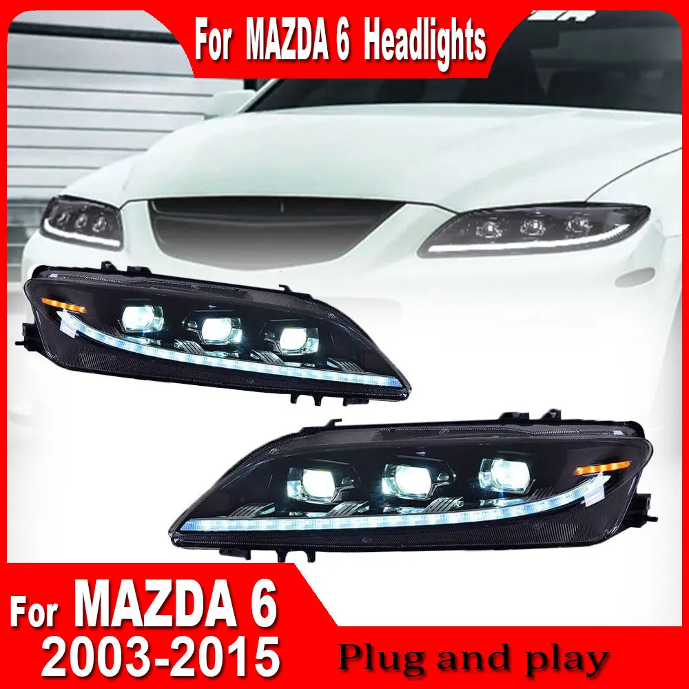 2pc Car Headlight Assembly for Mazda 6 2003 -2015 Mazda 6 Full LED light source LED DRL LED sequential turn signal Headlight