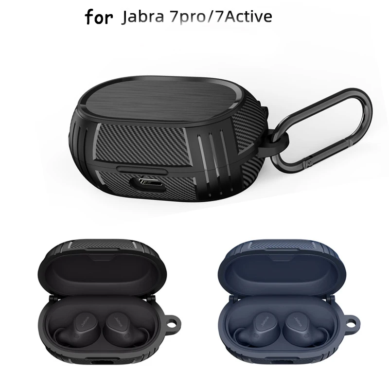 For Jabra Elite Active 75t /Elite7pro / 7Active Case luxury carbon fiber Silicone earphone Protect Cover For Jabra Elite 7Active