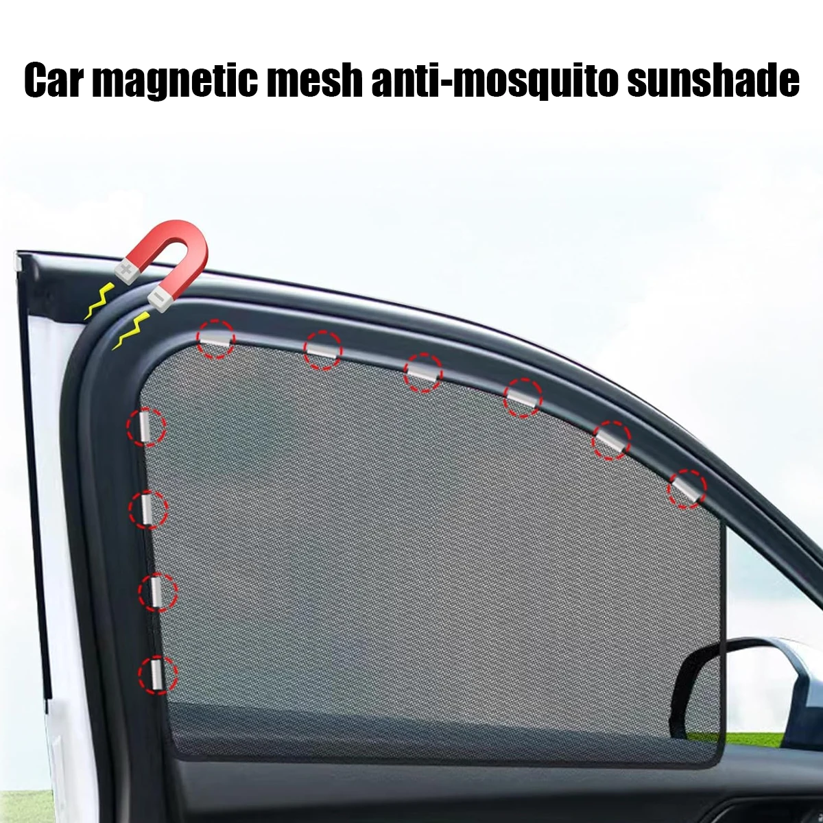 Car Mesh Sunshade Mosquito Proof Car Door Sunshade Net Magnetic Side Window Mesh Screen Curtain