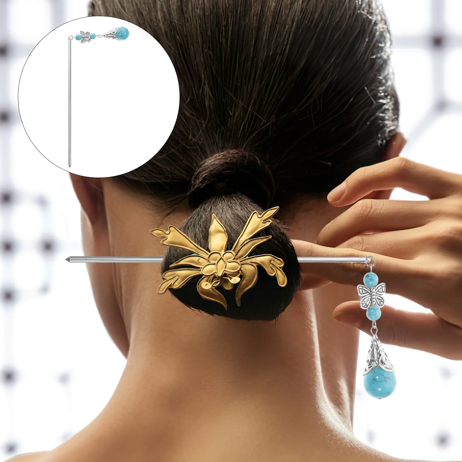 

2Pcs Hair Stick Metal Hair Chopsticks Floral Hairpin Elegant Gift for Women Wedding Birthday Valentine