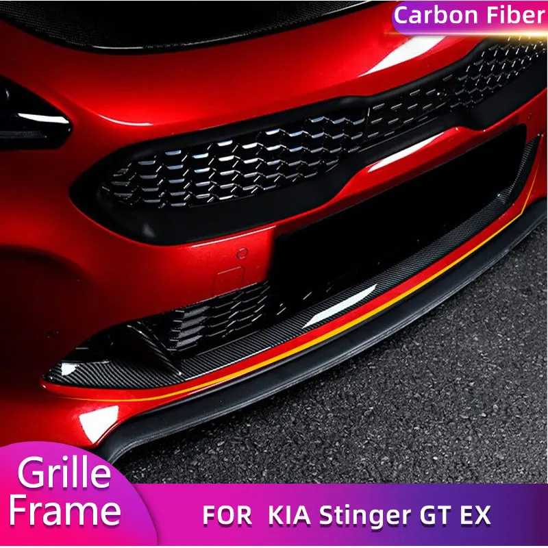 Carbon Fiber Front Bumper Lower Center Grille for KIA Stinger GT EX Hatchback 4-Door 2018-2023 Car Front Kidney Grill Frame