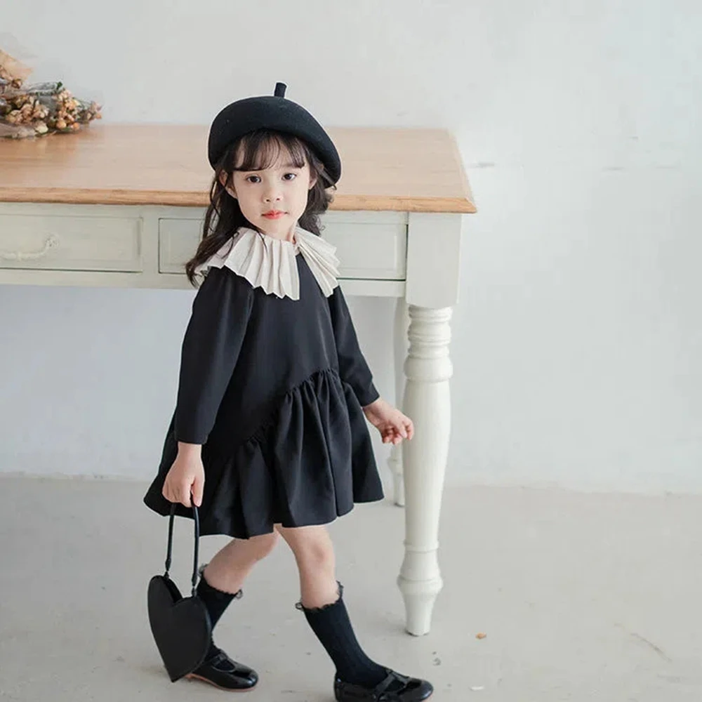 2023 Spring Toddler Kids Outfits Girls 2PCS Clothes Sets Children Girl Long Sleeve Dress + Shirt Tops Girls Princess Dress 4 6 8