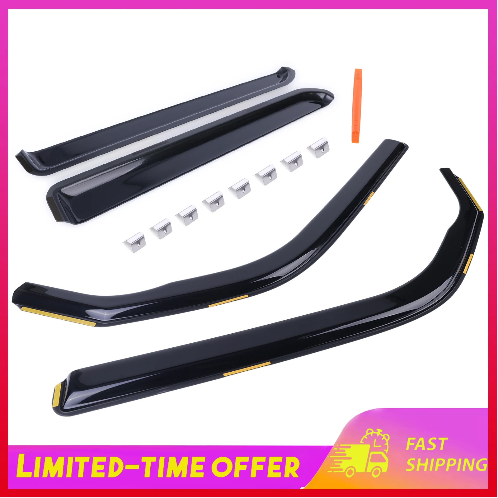 

4Pcs Wind Deflectors for Toyota 4Runner 2010-2024 In-Channel Rain Guards for Wind Rain Sun Protection Automobiles Accessories