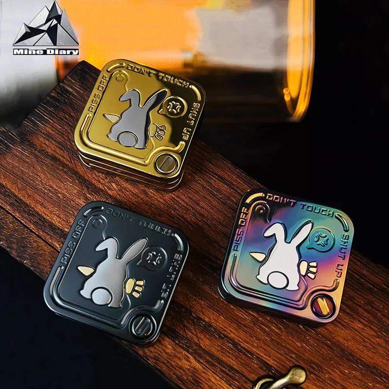 Grumpy Rabbit Stainless Steel/ Titanium Alloy Magnetic Side Push Slider Tuning Fork Hand Spinner Stress Relief Adults EDC Toy